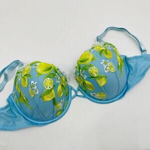 Victoria's Secret  blue yellow lemon push up lace bra